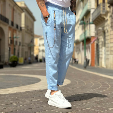 Pantalone di Lino Azzurro - FLAG STORE
